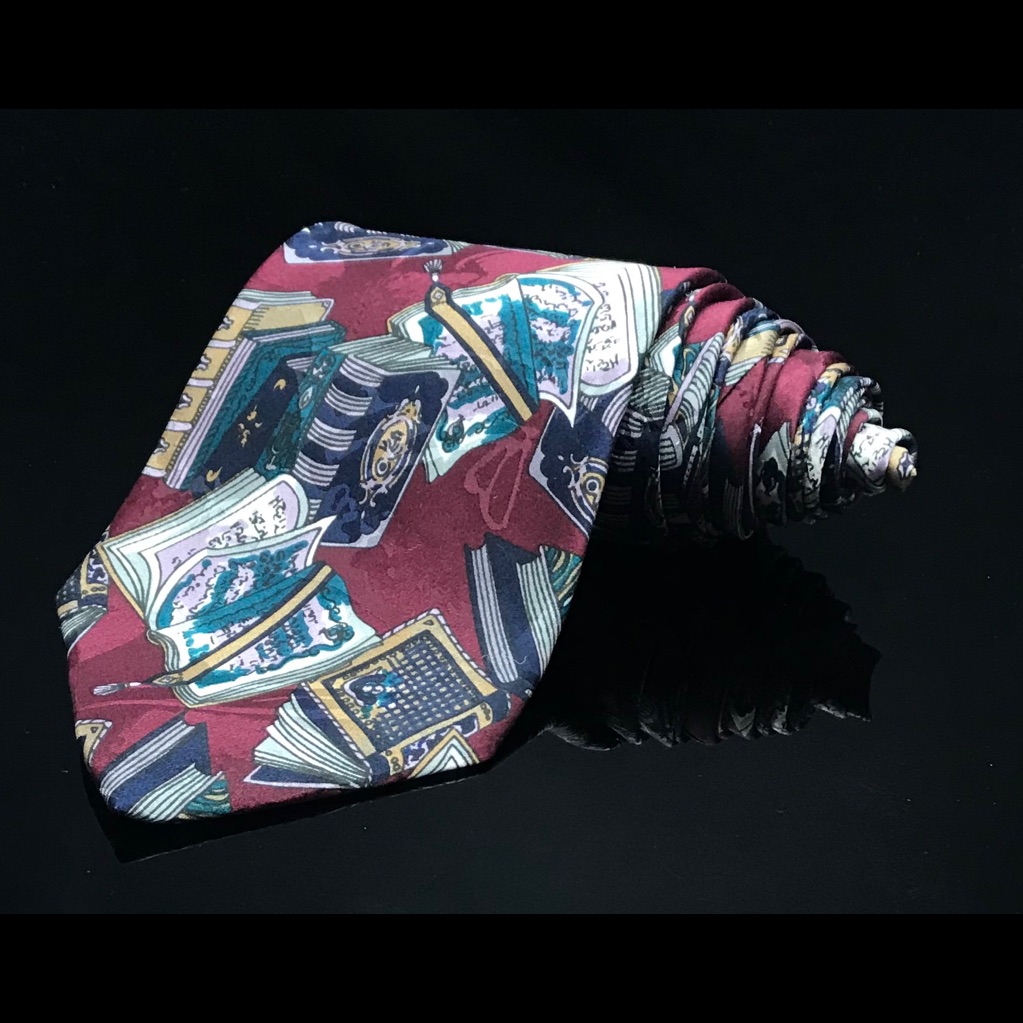 Xandrini Silk Library Books Literature Tie